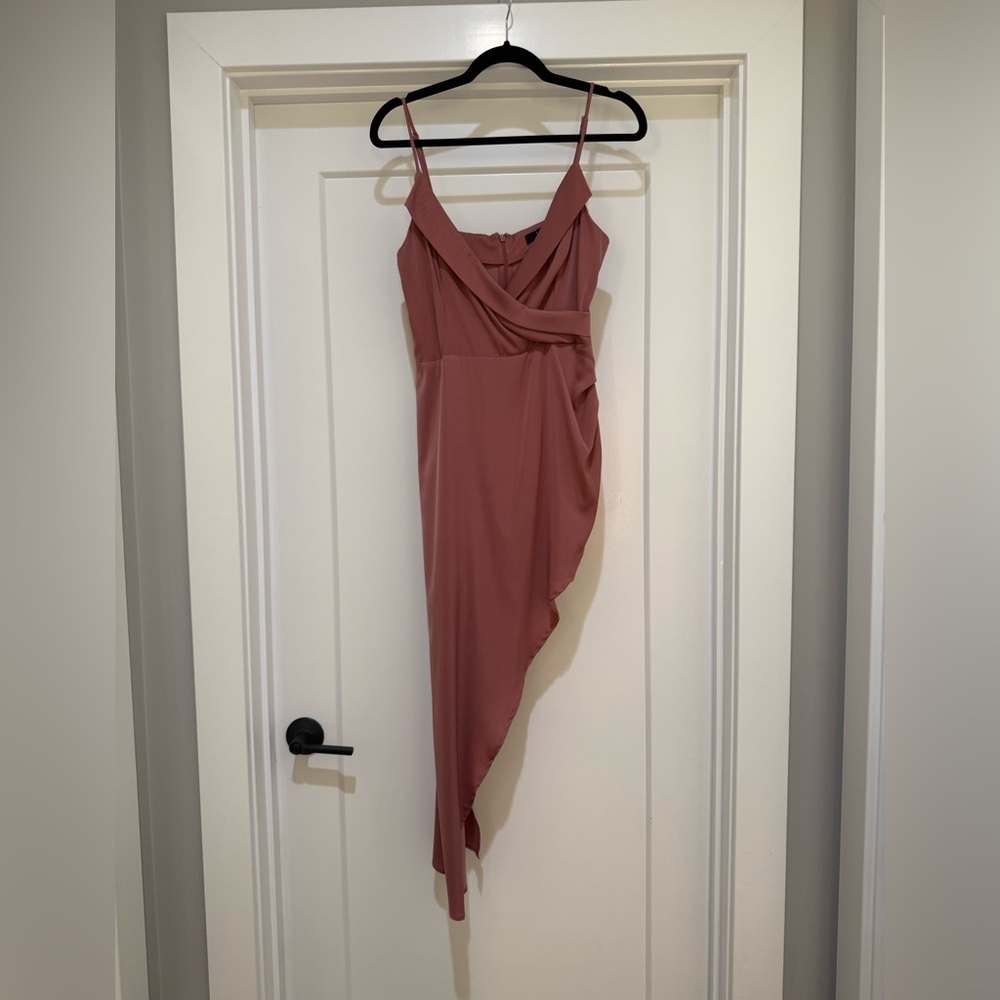 Lulus Let's Celebrate Tonight Mauve Satin Asymmetrical Dress Purple - Size M - Picture 3 of 5